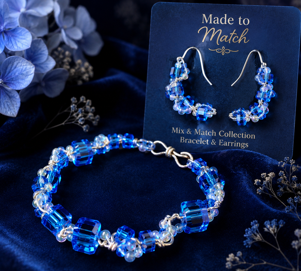 Cubes of the Deep — Bracelet & Earrings Set