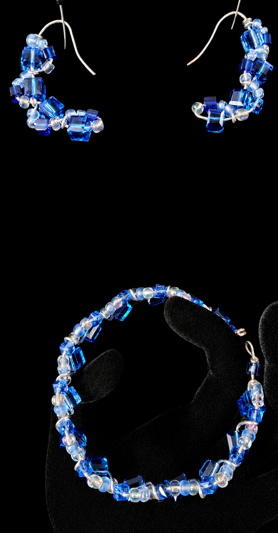 Cubes of the Deep — Bracelet & Earrings Set