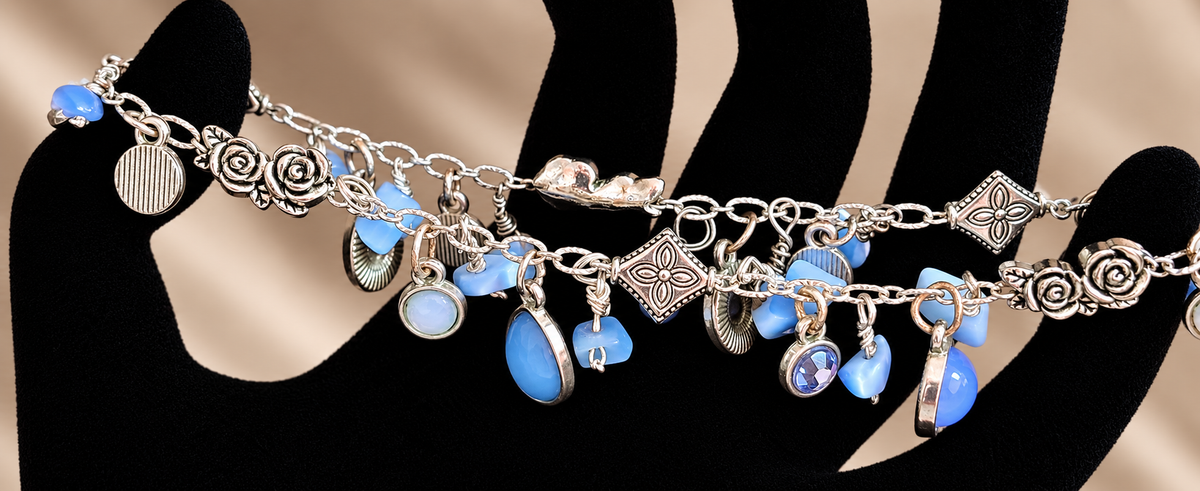 Gathered Blue Charm Bracelet