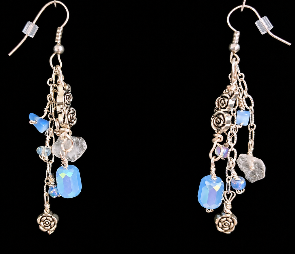 Gathered Blue Charm Earrings