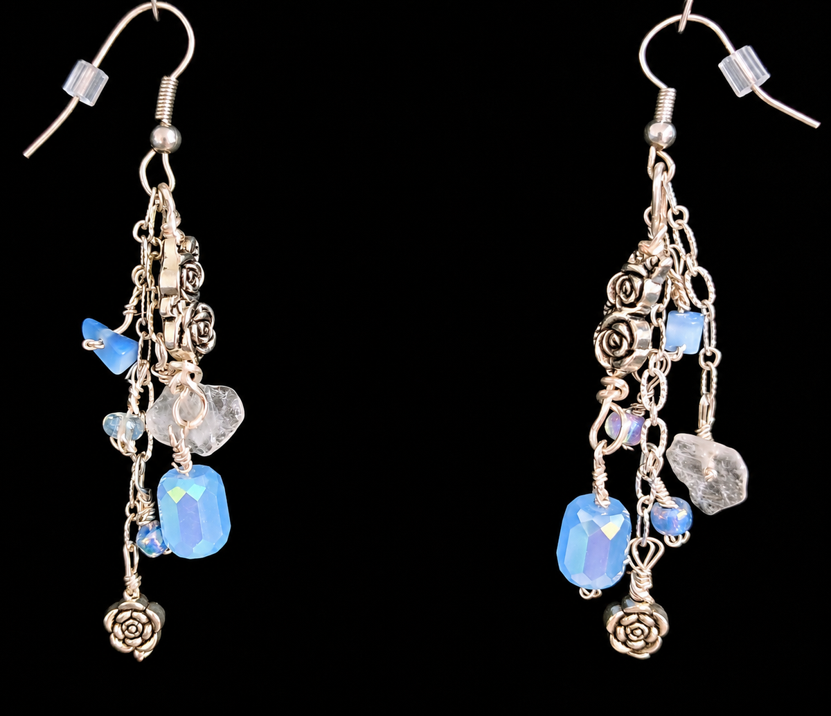 Gathered Blue Charm Earrings