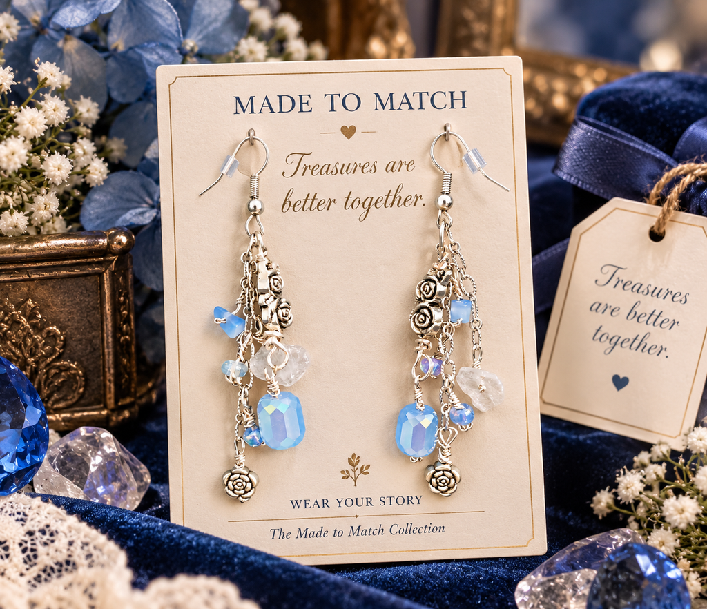 Gathered Blue Charm Earrings