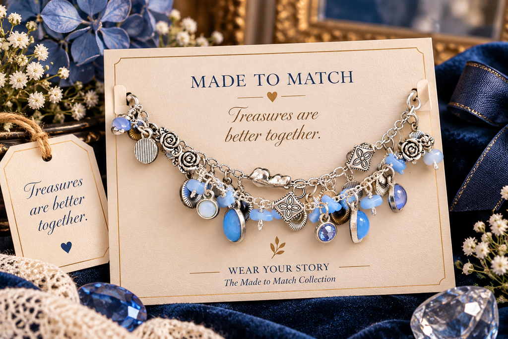 Gathered Blue Charm Bracelet