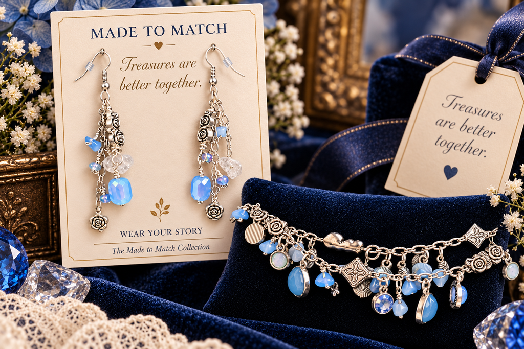Gathered Blue Charm                                                                                                                                                                                                                                      Set