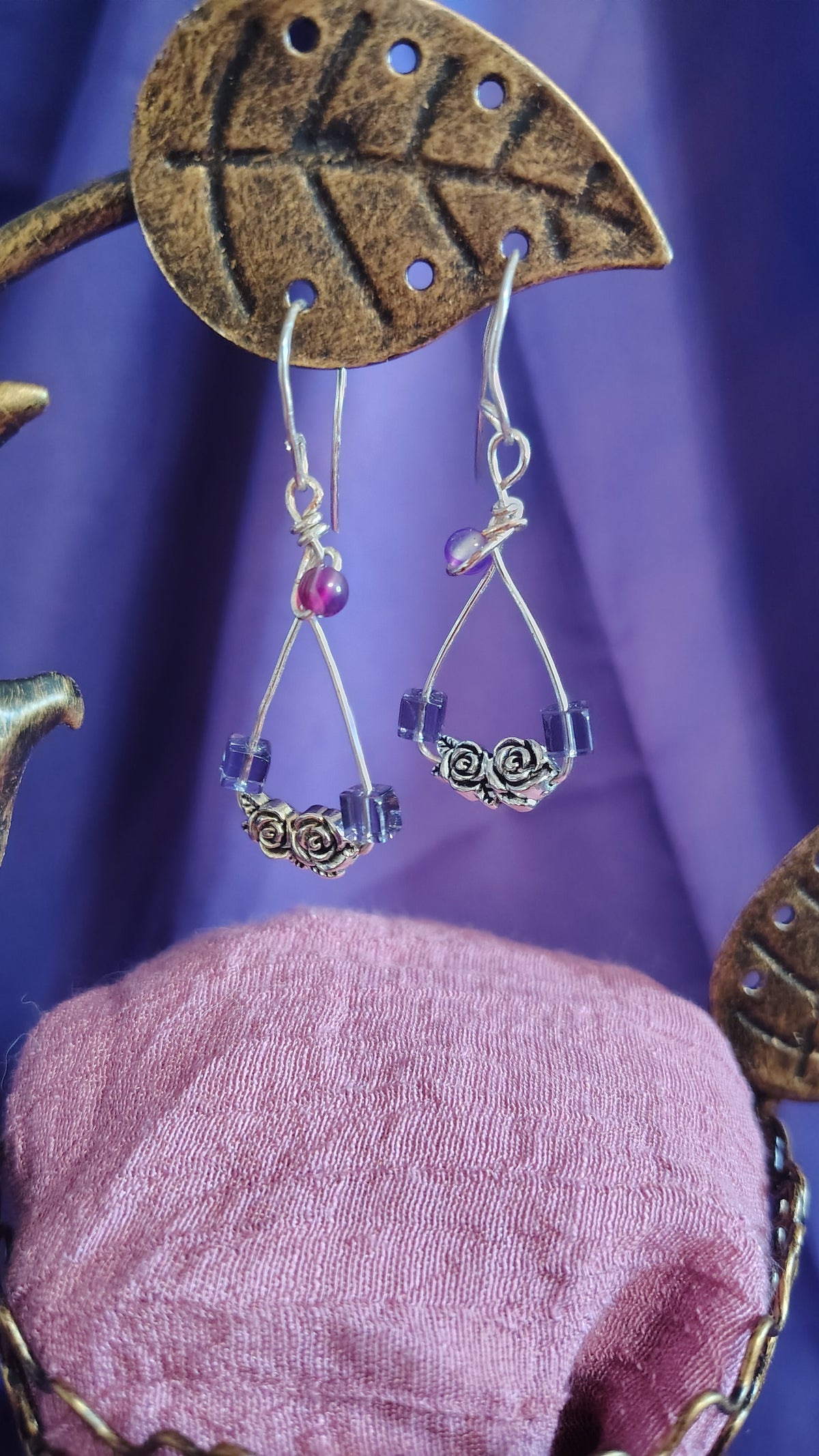 Amethyst Rose Earrings