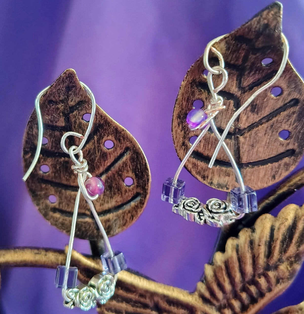 Amethyst Rose Earrings