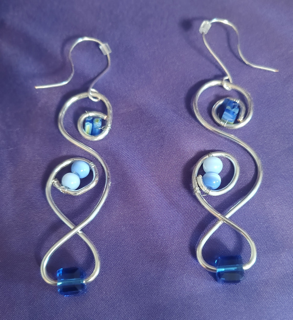 Blue Currents Sculpted Wire Earrings