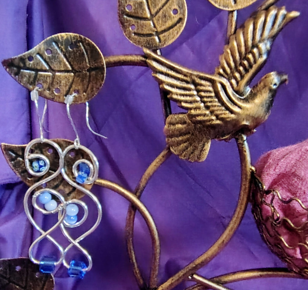 Blue Currents Sculpted Wire Earrings
