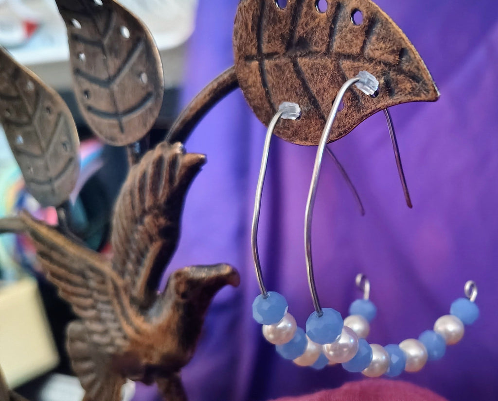 Blue Moon Heart Earrings