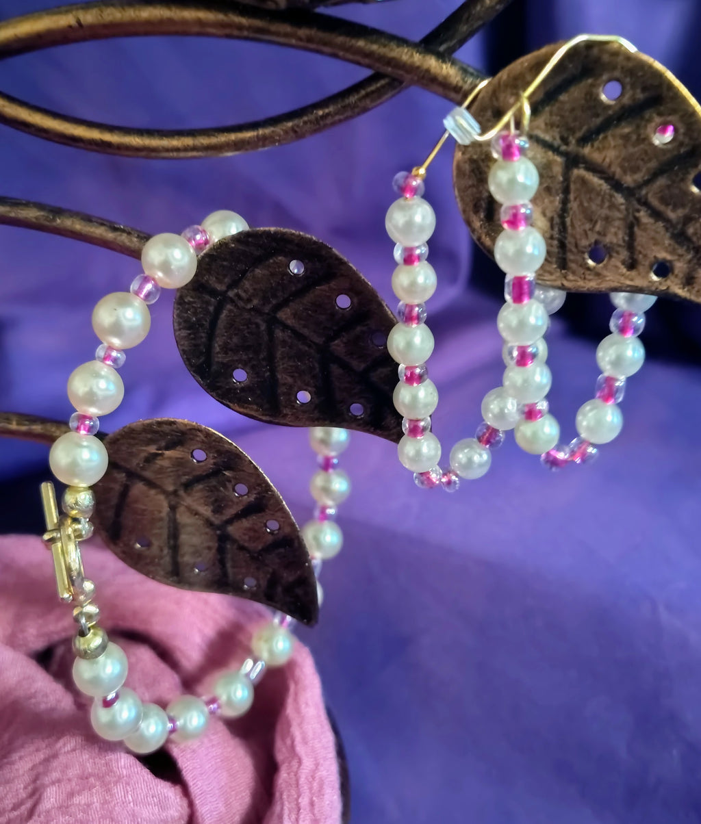 Pink Champagne - Bracelet and Earrings Set
